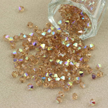 Preciosa Bicone Bead Rondelle Light Colorado Topaz AB 4mm [20szt]