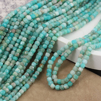 Amazonit kostka fasetowana 3,5mm [sznur 39cm]