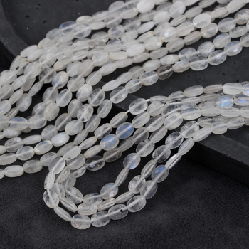 Kamień księżycowy owal fasetowany 7x5mm [sznur 39cm]