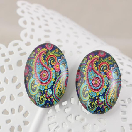 Kaboszon szklany z grafiką owal 30x22mm