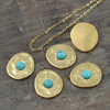 Zawieszka z turkusowym oczkiem stal szlachetna pozłacana PVD 20x18mm