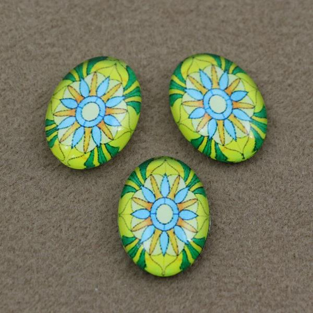 Kaboszon szklany z grafiką owal 18x13mm