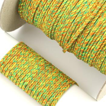 Sznurek sutasz POLSKI 3mm melanż papaya + szmaragd [1metr]