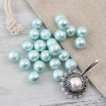 Miyuki Cotton Pearls Aqua kula 12mm