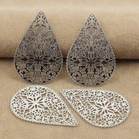 Baza ażurowa stal szlachetna srebrna 40x27mm