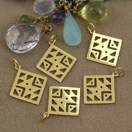 Zawieszka aztecki romb stal szlachetna pozłacana PVD 21x19mm