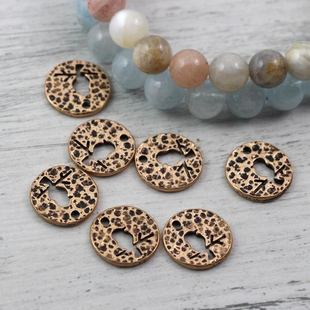 Zawieszka moneta z ptaszkiem miedziana 12mm