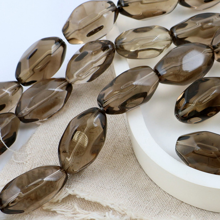 Kwarc dymny oliwka fasetowana 27x15mm