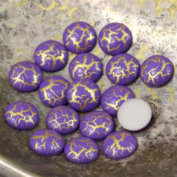 Kaboszon akrylowy moneta marmurek fioletowa 10mm