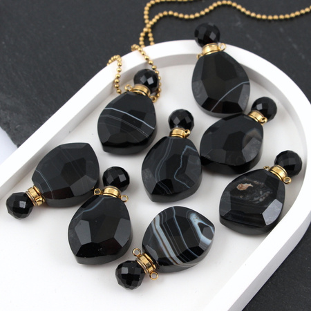 Sardonyks zawieszka perfumetka z odkręcanym korkiem 37x20mm