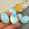 Kaboszon szklany Milky Aquamarine - Gold Matte Foiled owal 25x18mm