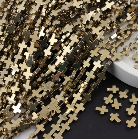 Hematyt złoty krzyżyk 10x8mm