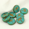 Dragonfly Beads Opaque Turquoise Travertine 17mm