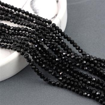 Kryształek szklany kula fasetowana czarna 4mm [sznur 30cm]