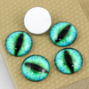 Kaboszon szklany z grafiką oko moneta zielona 20mm