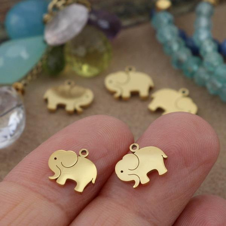 Zawieszka słonik stal szlachetna pozłacana PVD 10x9mm