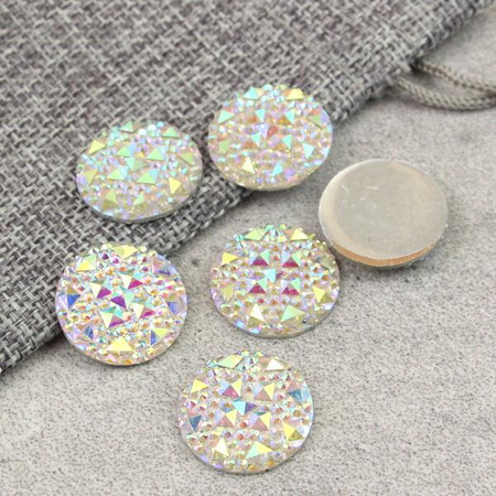 Kaboszon z żywicy druza moneta crystal AB 20mm