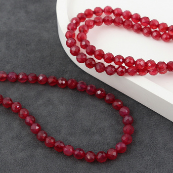 Agat brazylijski kula fasetowana bordowa 6mm