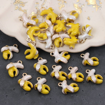 Zawieszka 3D metalowa emaliowana banan 12x10mm