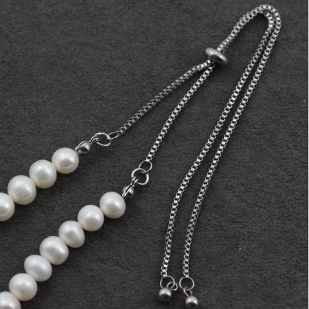 Zapięcie metalowe regulowane / przesuwane na łańcuszku srebrne 12cm