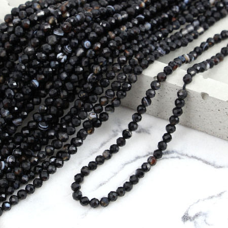 Sardonyks kula fasetowana 3mm [sznur 39cm]
