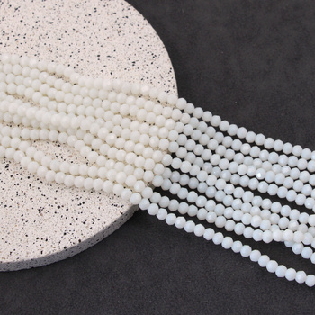 Kryształek szklany oponka fasetowana biała 4x3mm [sznur 40cm]