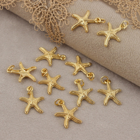 Zawieszka rozgwiazda mosiądz złocony 15mm