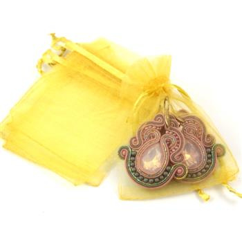 Woreczek z organzy bursztynowy 9x7cm