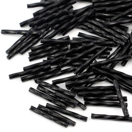 Preciosa Bugle Twisted Opaque Jet 25mm [20szt]