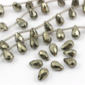 Piryt złoty kropla fasetowana 12x8mm