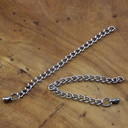 Łańcuszek przedłużka z kroplą do naszyjnika srebrna stal szlachetna 8cm