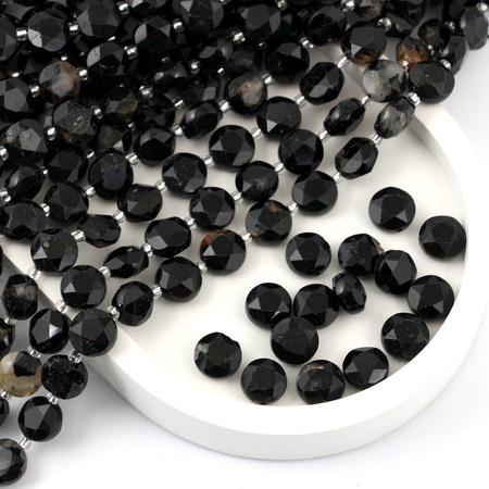 Turmalin czarny moneta fasetowana 10mm