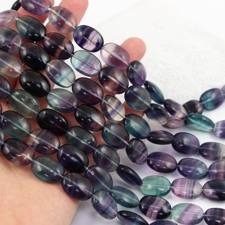 Fluoryt tęczowy owal gładki 16x12mm