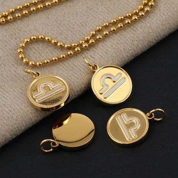 Zawieszka stal szlachetna pozłacana emaliowana znaki zodiaku Waga 12mm
