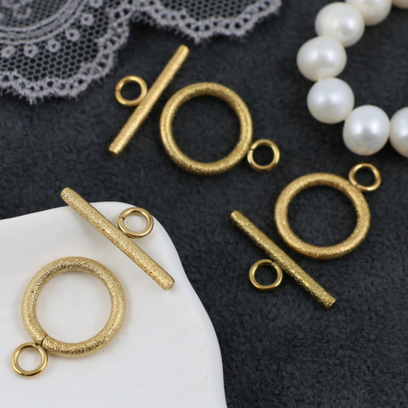 Zapięcie toggle diamentowe stal szlachetna pozłacana 14mm