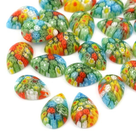 Kaboszon millefiori łezka 20x14mm