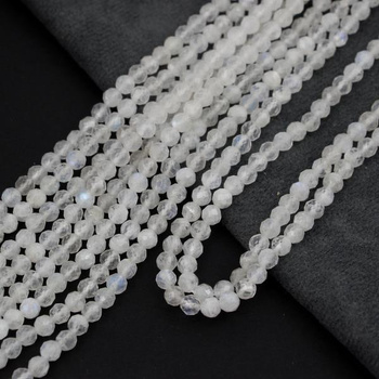 Kamień księżycowy kula fasetowana 4,5mm [sznur 39cm]