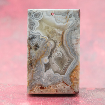 Zawieszka agat koronkowy prostokąt 48x30mm