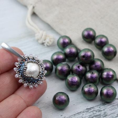 Miyuki Cotton Pearls Rich Green Black kula 8mm