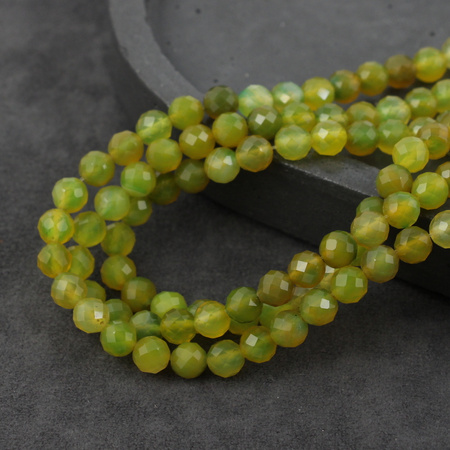 Agat brazylijski kula fasetowana oliwkowa 6mm