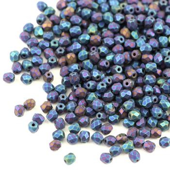 Fire Polish 3mm Jet Blue Iris Matted [40szt]