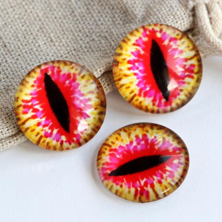 Kaboszon szklany z grafiką oko moneta wielokolorowa 20mm