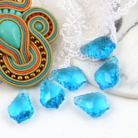 Kryształek szklany łezka barokowa fasetowana aqua 16x11mm