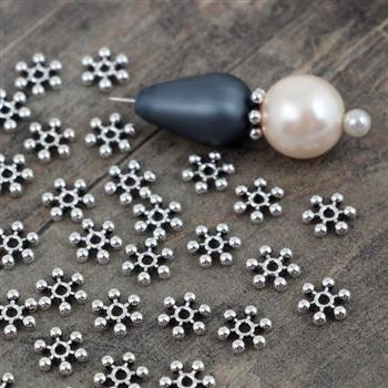 Przekładka metalowa kwiatek srebrny 7x2mm [30szt]