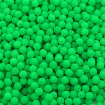 Round Beads Mat Velvet Neon Green 4mm [50szt]