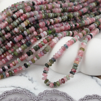 Turmalin multikolor oponka fasetowana 4x2mm [sznur 39cm]