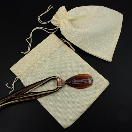 Woreczek lniany splot kremowy 20x15cm