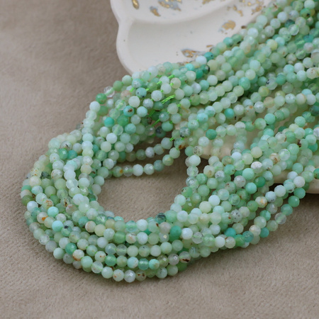 Chryzopraz kula fasetowana 3mm [sznur 39cm]