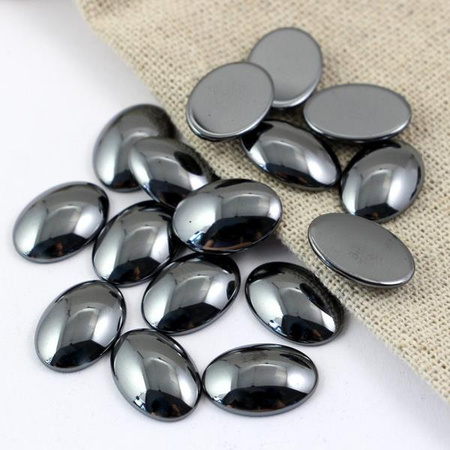 Kaboszon hematyt owal grafitowy 14x10mm