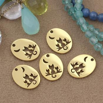 Zawieszka koty stal szlachetna pozłacana PVD 15x12mm